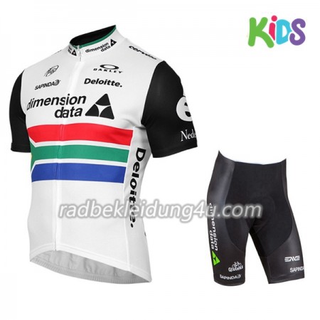 Set Fahrradtrikot + Radhose Kurze 2017 Dimension Data Afrikanische Meister Kinder 
